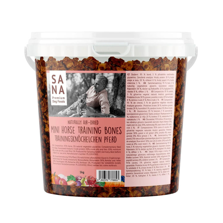 Sanadog mini godbidder hest (1kg - spand)